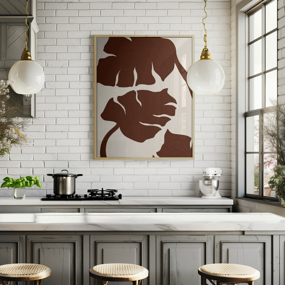 Monstera Canvas Brown Poster