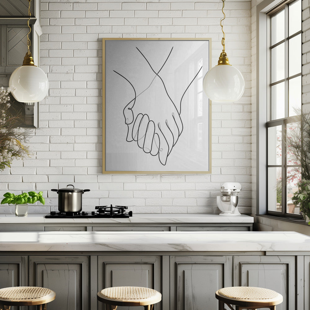 Holding Hands Lines Poster