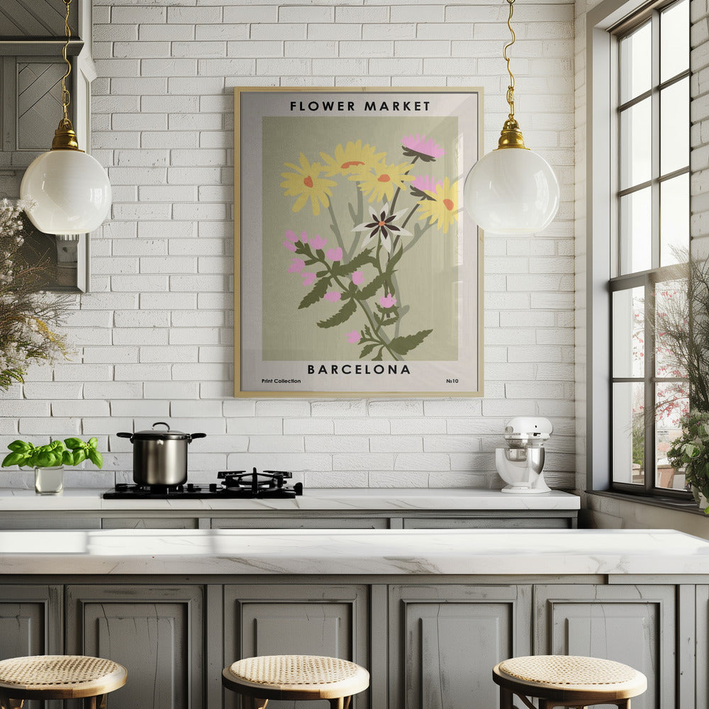 Flower Market Barcelona Poster