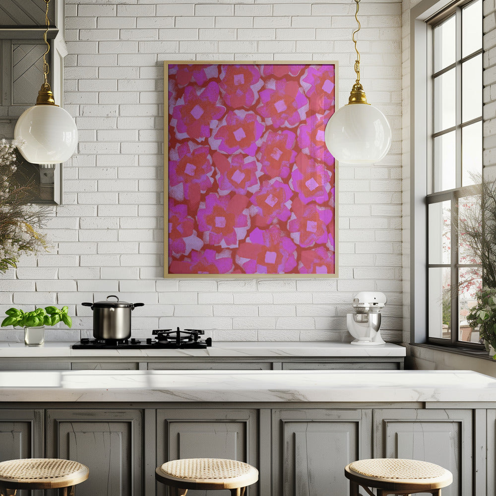 Cute Pink Blossom Pattern Poster