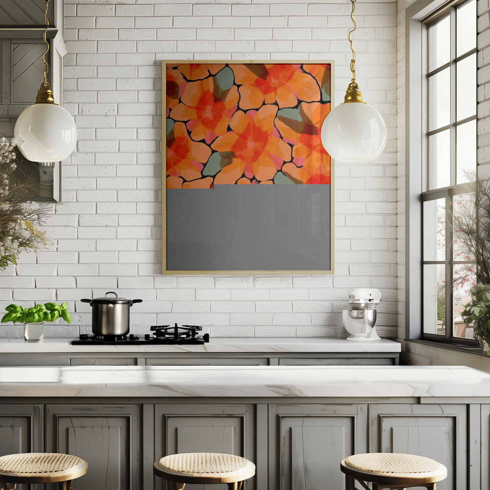 Orange Big Flowers Poster