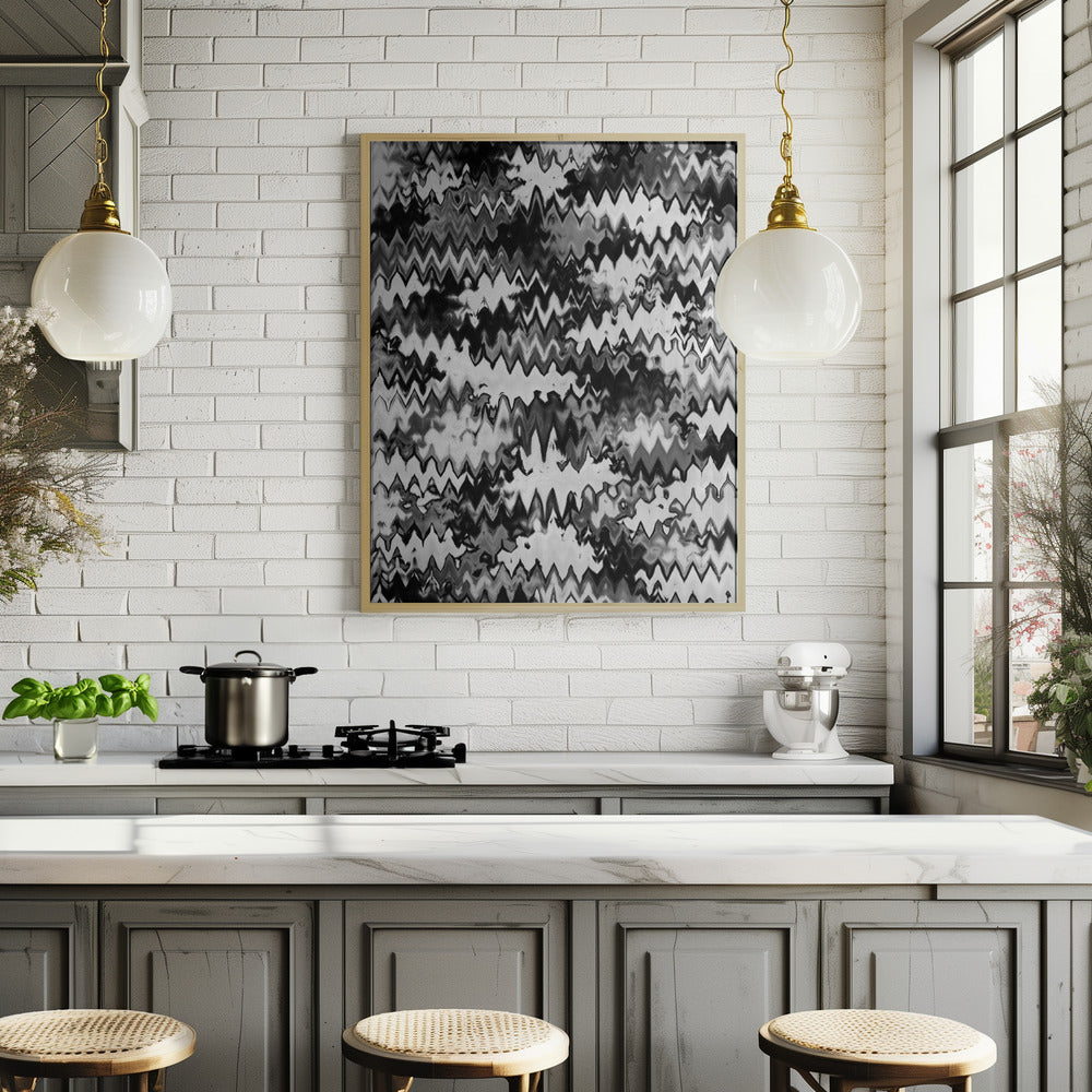 Black And White Zig Zag Pattern Poster