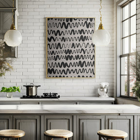 Black Waves Pattern Poster