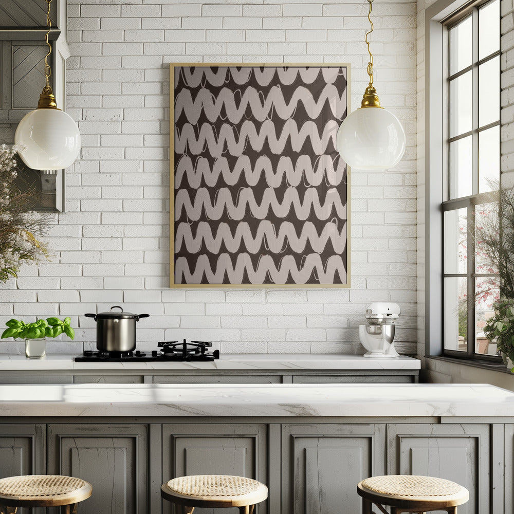 Big Beige ZigZag Pattern Poster