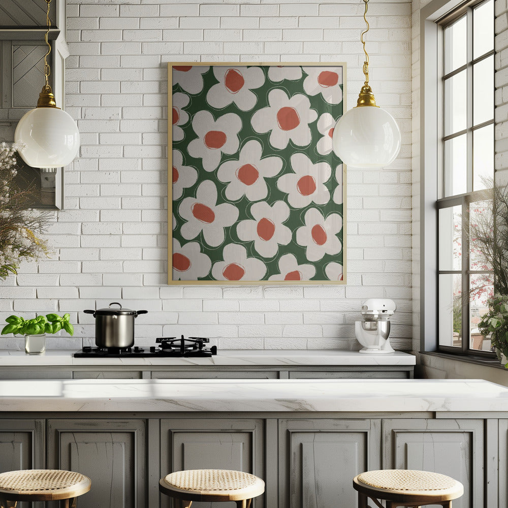 Cute Beige Flower Pattern Poster