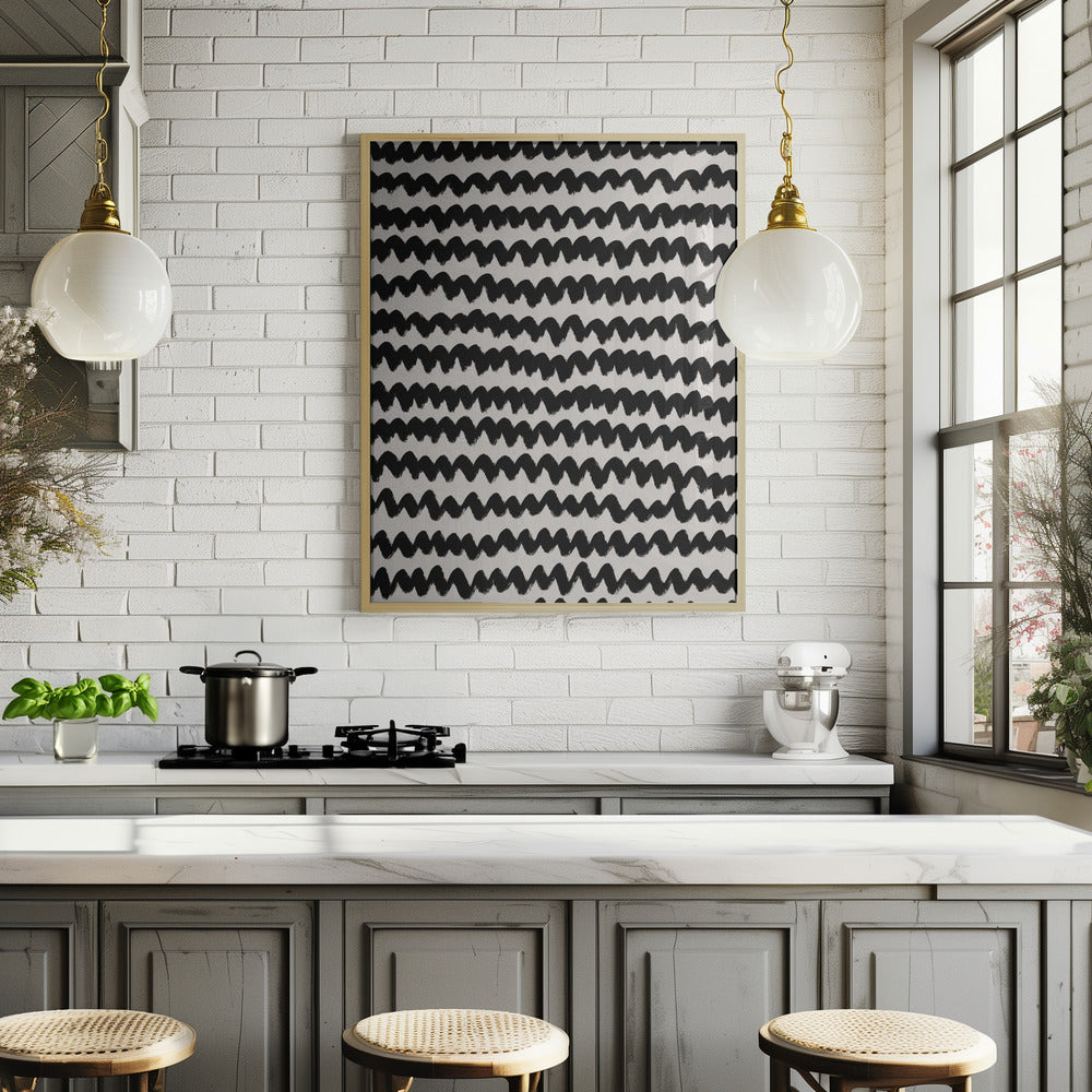 Simple Black ZigZag Pattern Poster