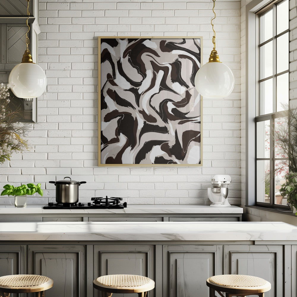 White Beige Brown Pattern Poster