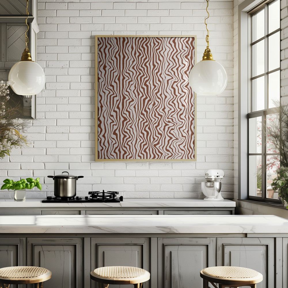 Liquid Beige Stripes Pattern Poster