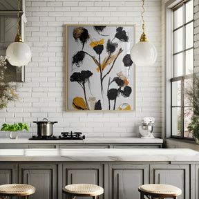 Black Dry Flowers Poster