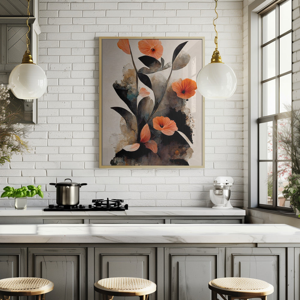 Coral Flowers Poster