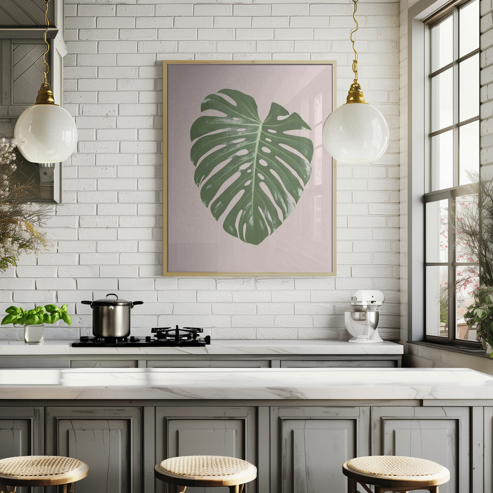 Monstera Leaf Blush Poster