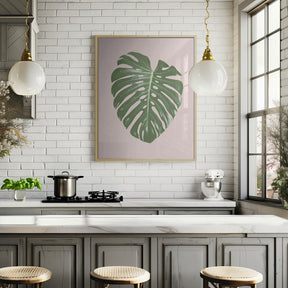 Monstera Leaf Blush Poster