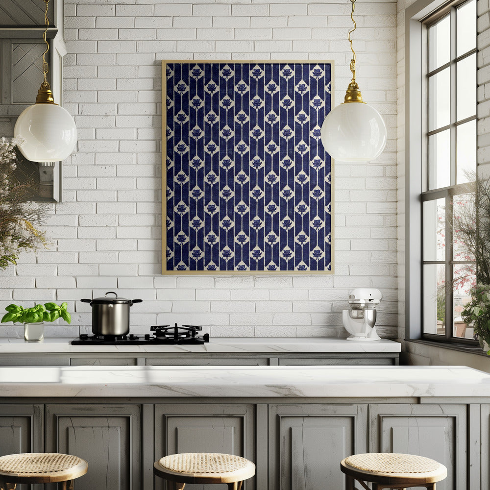 Stitches Blue Pattern Poster