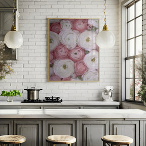 Scattered ranunculus in muted pink II Poster