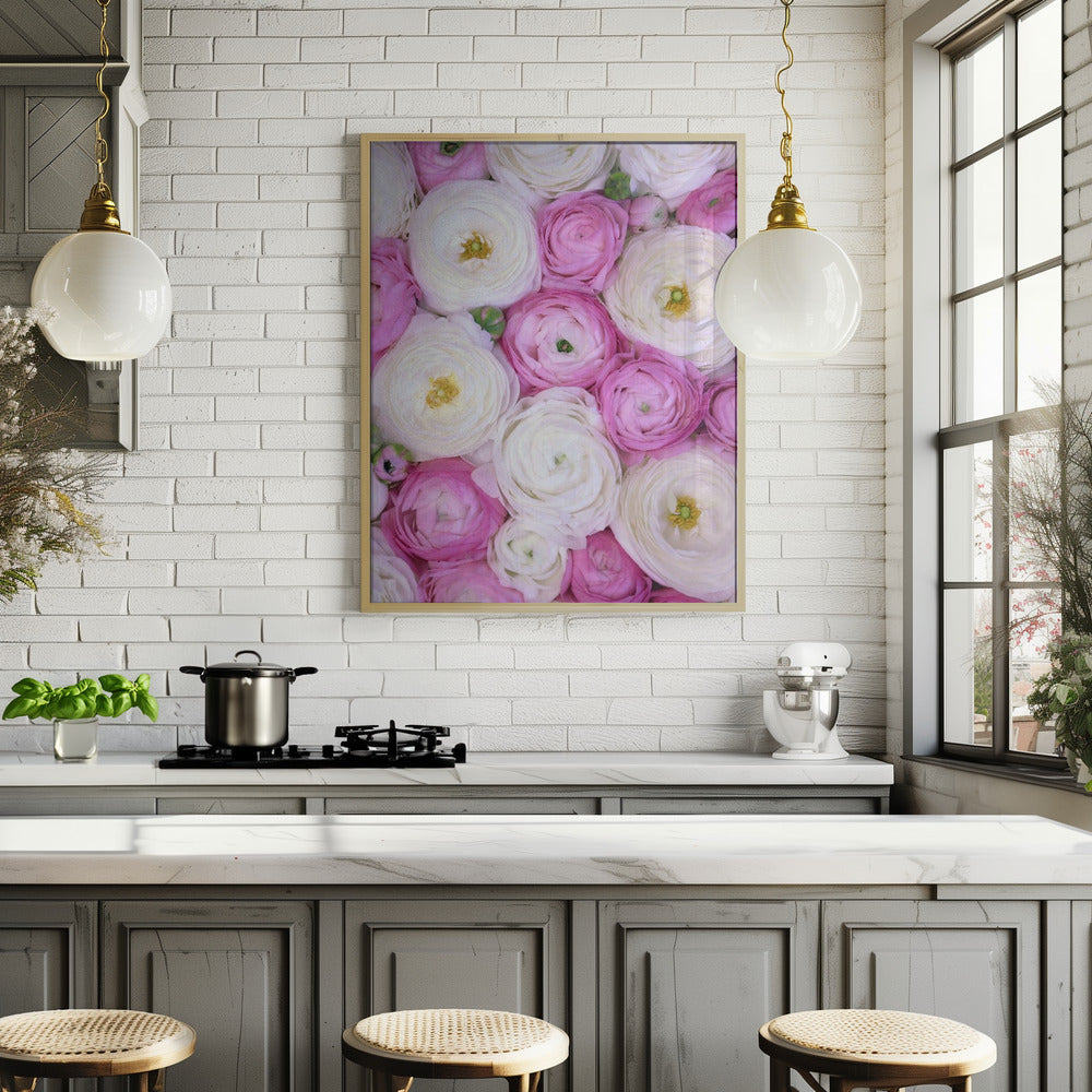 Scattered ranunculus in pink II Poster