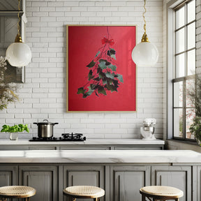 Mistletoe With Red Bow Poster