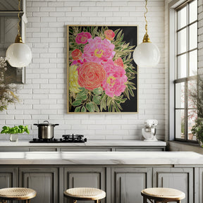 Nanette floral art in bright colors Poster