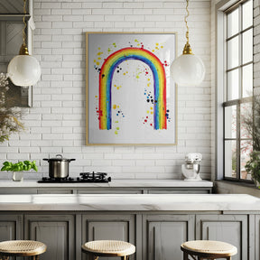 Rainbow watercolor with splatters Poster