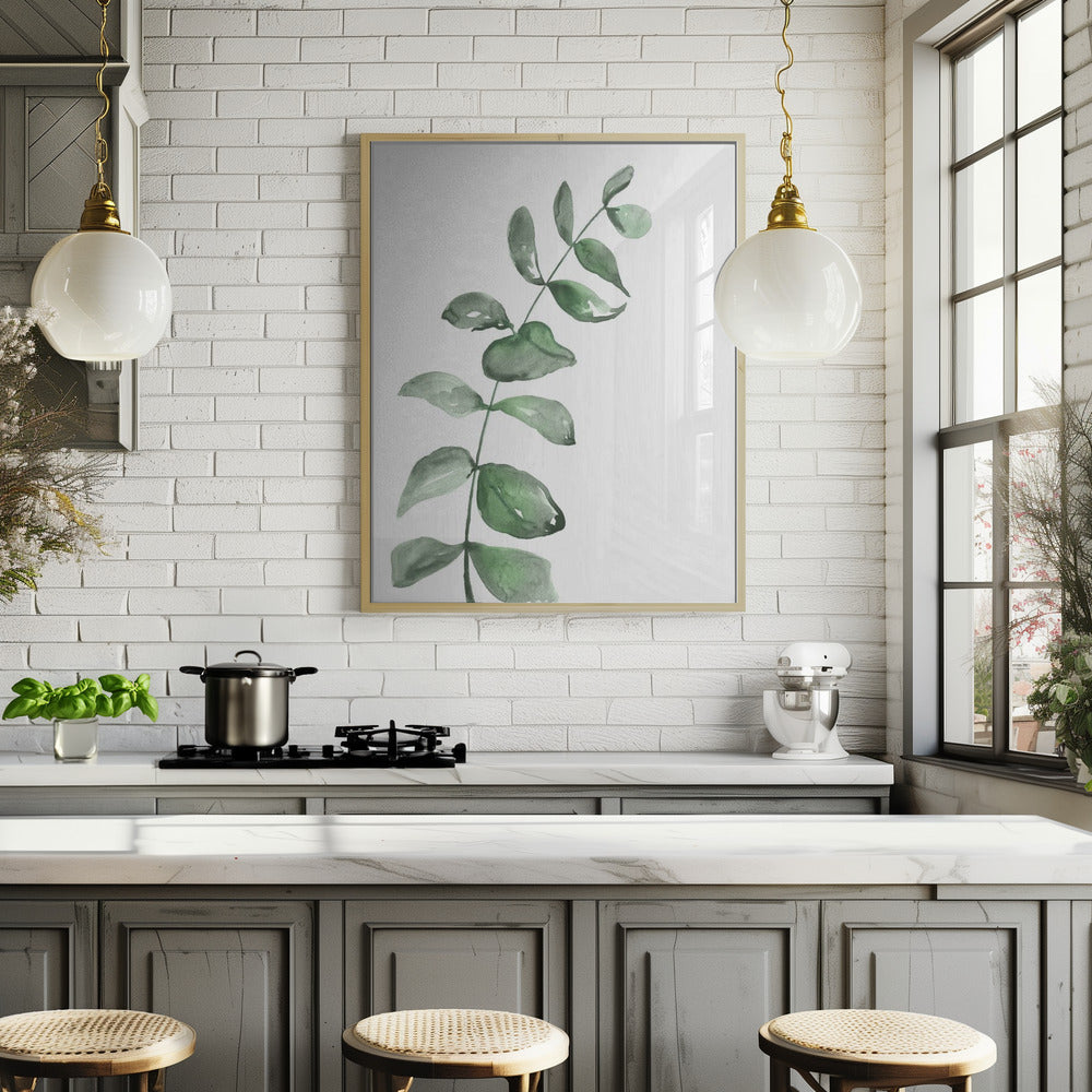 Watercolor greenery branch Poster