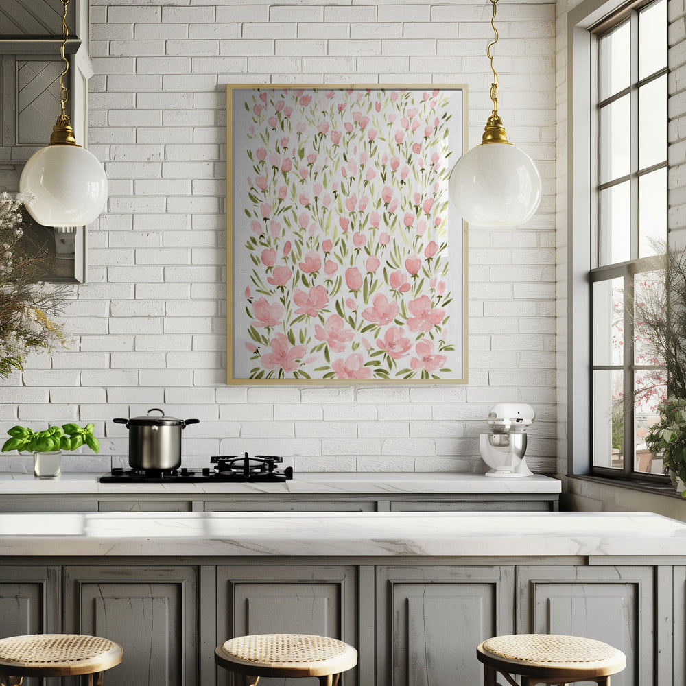 Field of pink flowers Poster