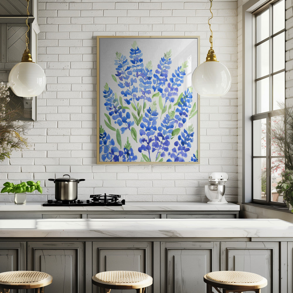 Watercolor Texas bluebonnets Poster