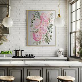 Begonia pink ranunculus bouquet Poster