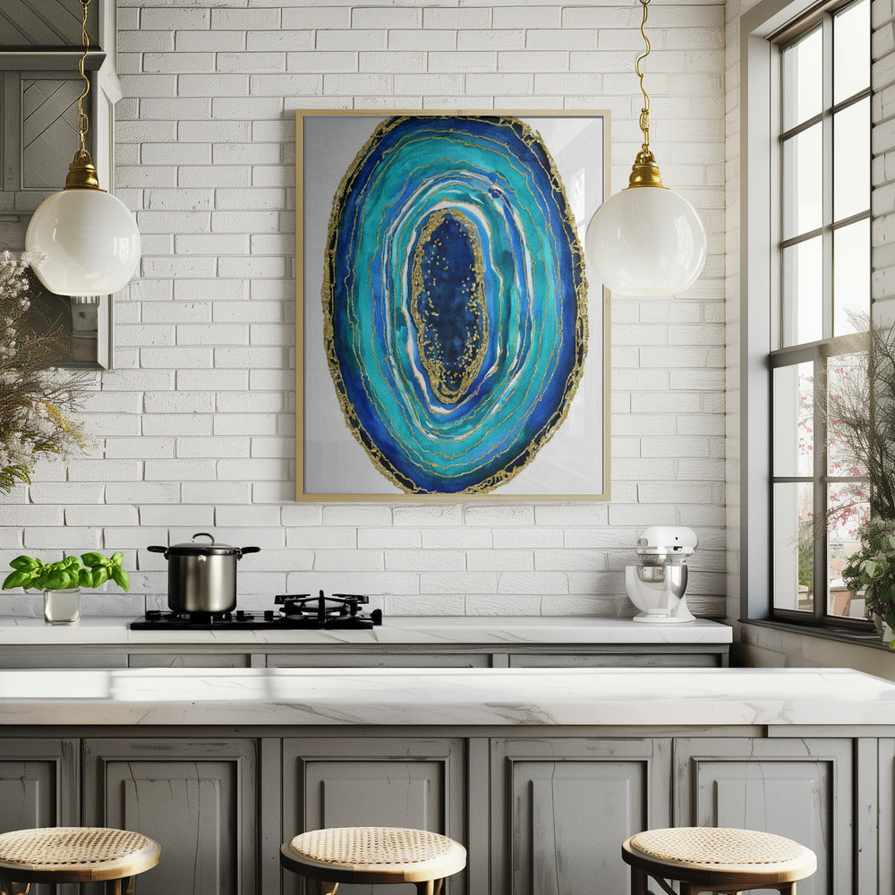 Turquoise and blue geode Poster