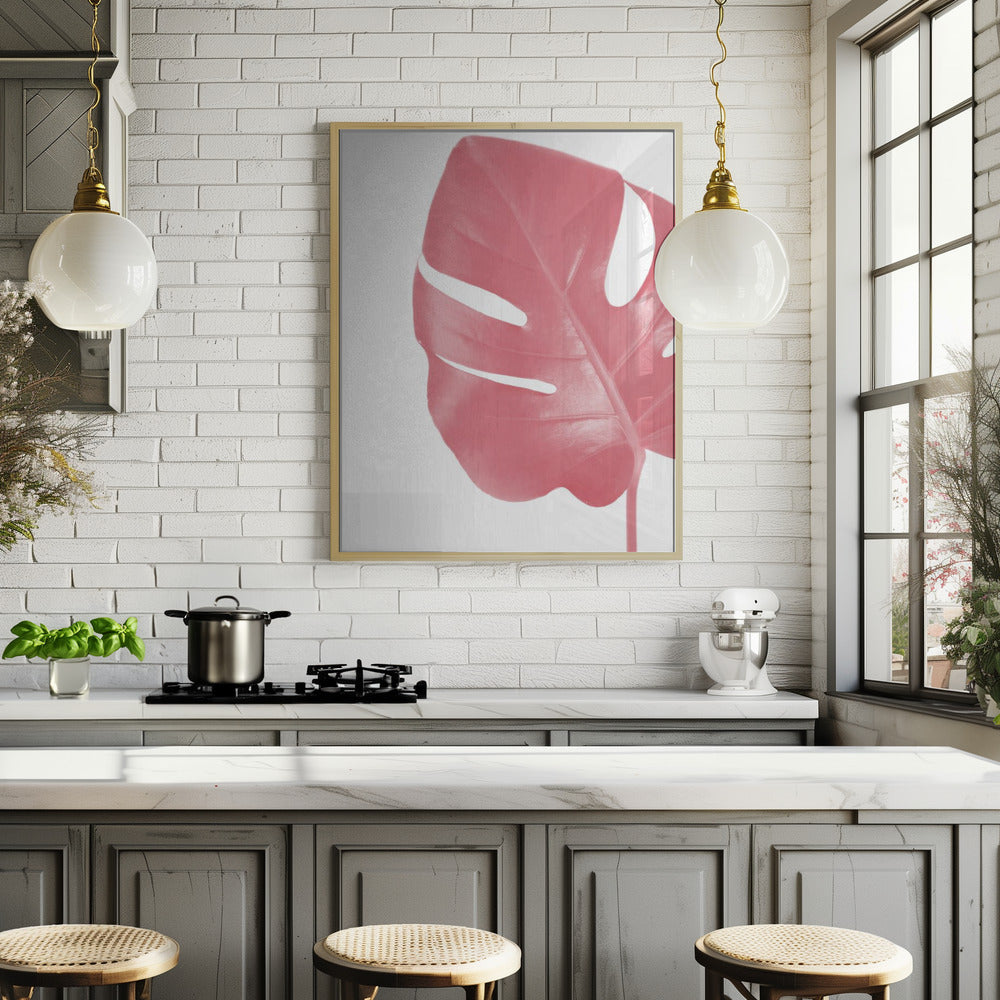 Pink monstera leaf Poster