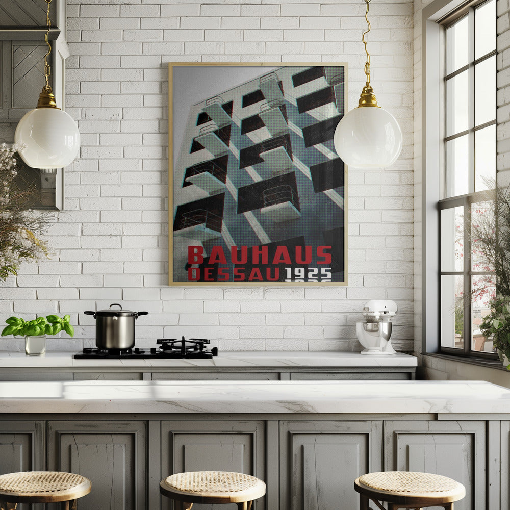 Bauhaus Dessau architecture in vintage magazine style VII Poster