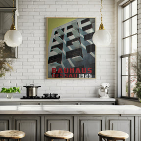 Bauhaus Dessau architecture in vintage magazine style VIII Poster