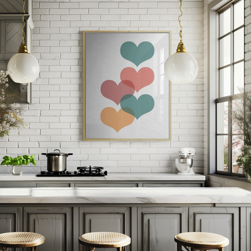 Mid century hearts Poster