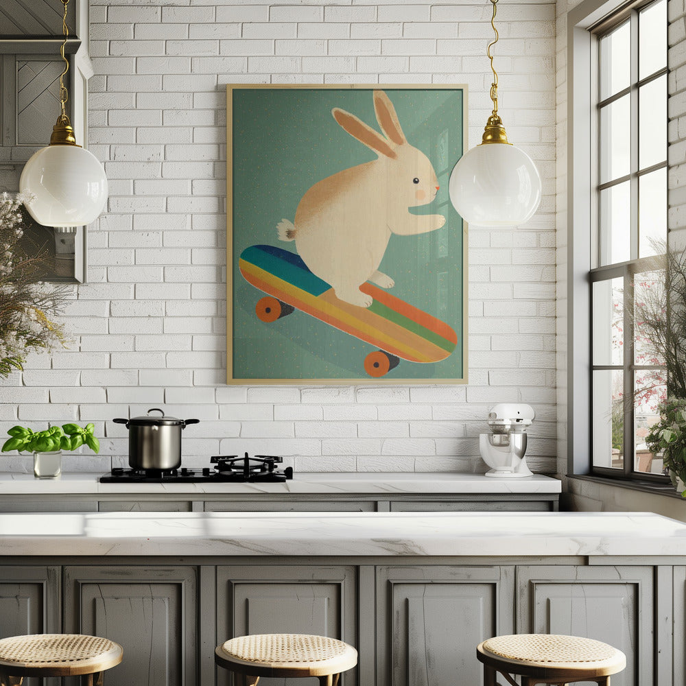 Bunny On Skateboard Poster