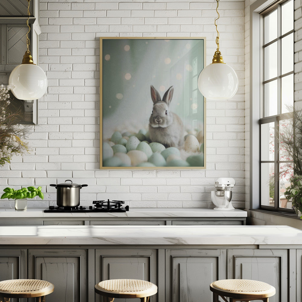 Bunny and Pastel Eggs Poster