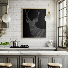 Stag Black Poster