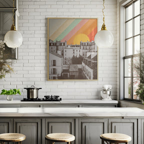 Rainbow Sky Above Paris Poster