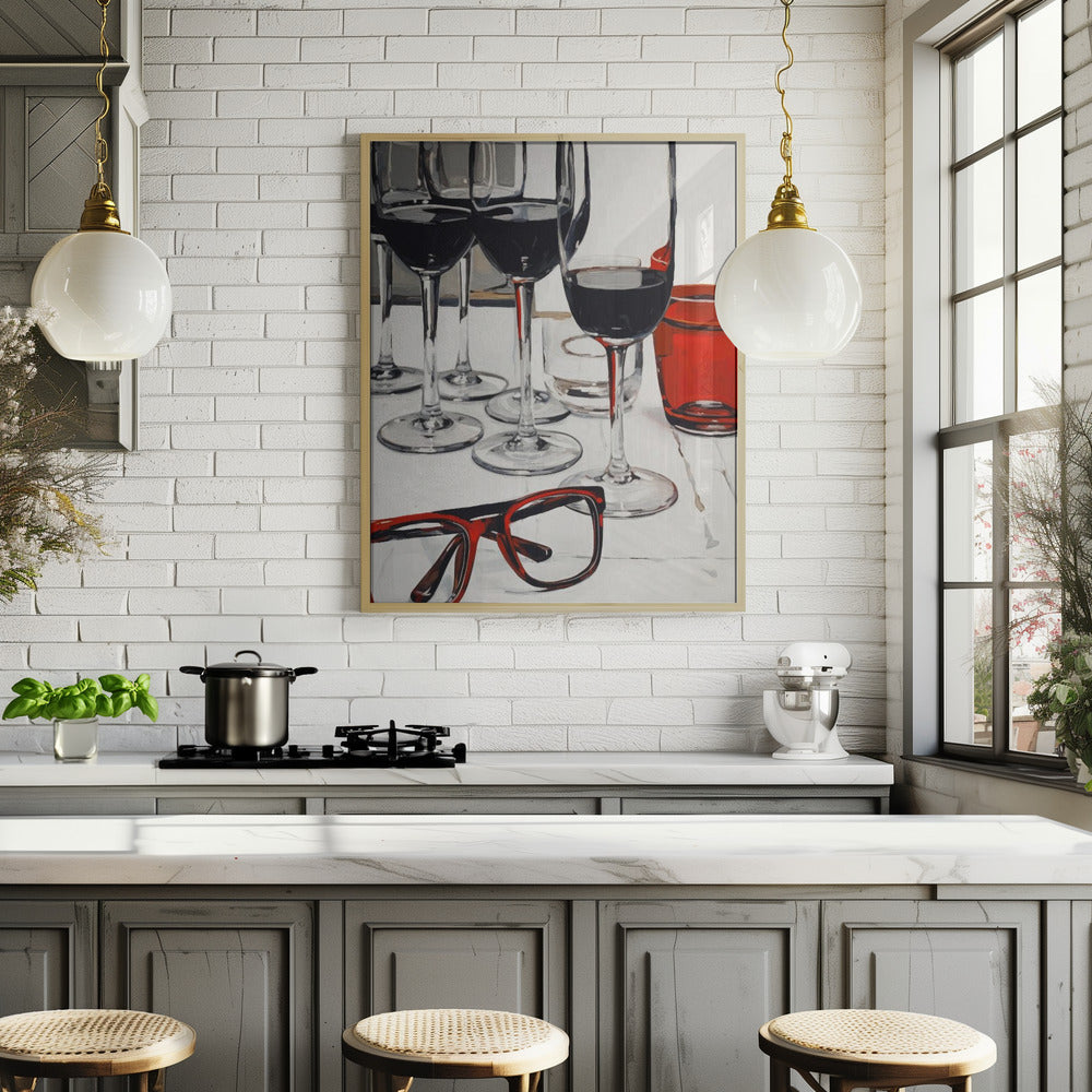 Still Life With Red Glasses Poster