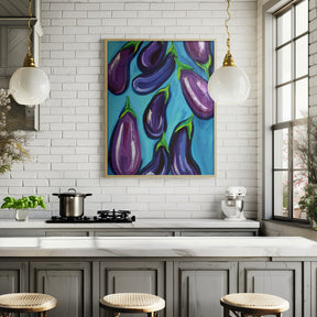 Aubergines Rain Poster