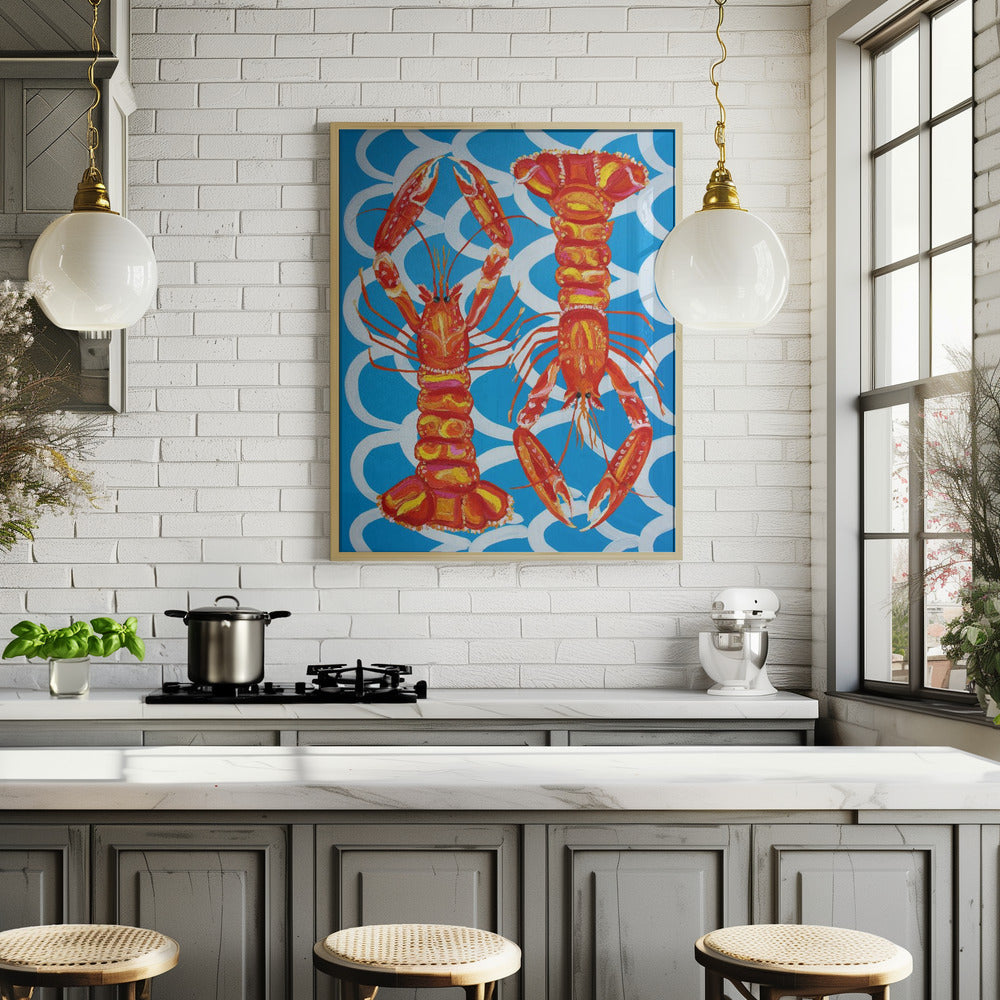 Langoustines On Blue Poster