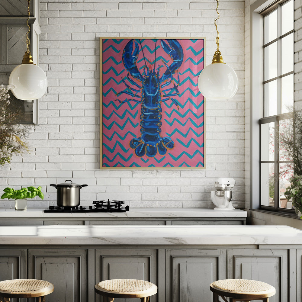 Lobster On Zigzag Poster