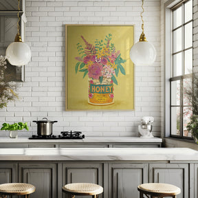 Flowers In a vintage Honey Can Poster