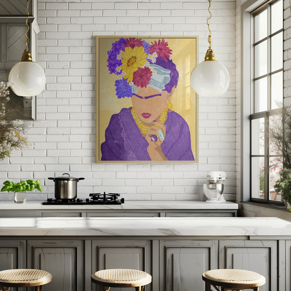 Frida and flowers Poster