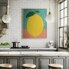 Lemon With Two Leaves Poster