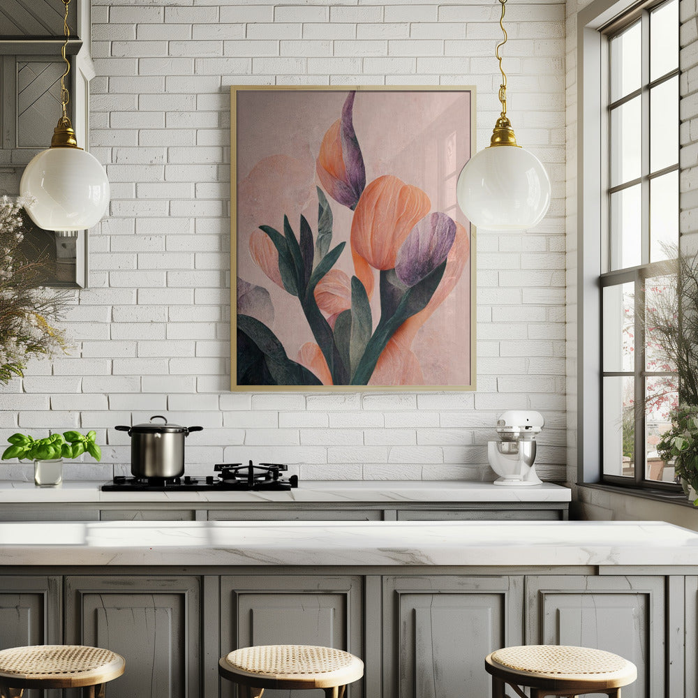 Tangelo Tulips No 2 Poster