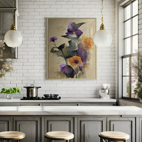 Purple Dry Flowers Poster