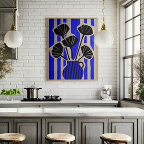 Striped Still Life Blue Poster