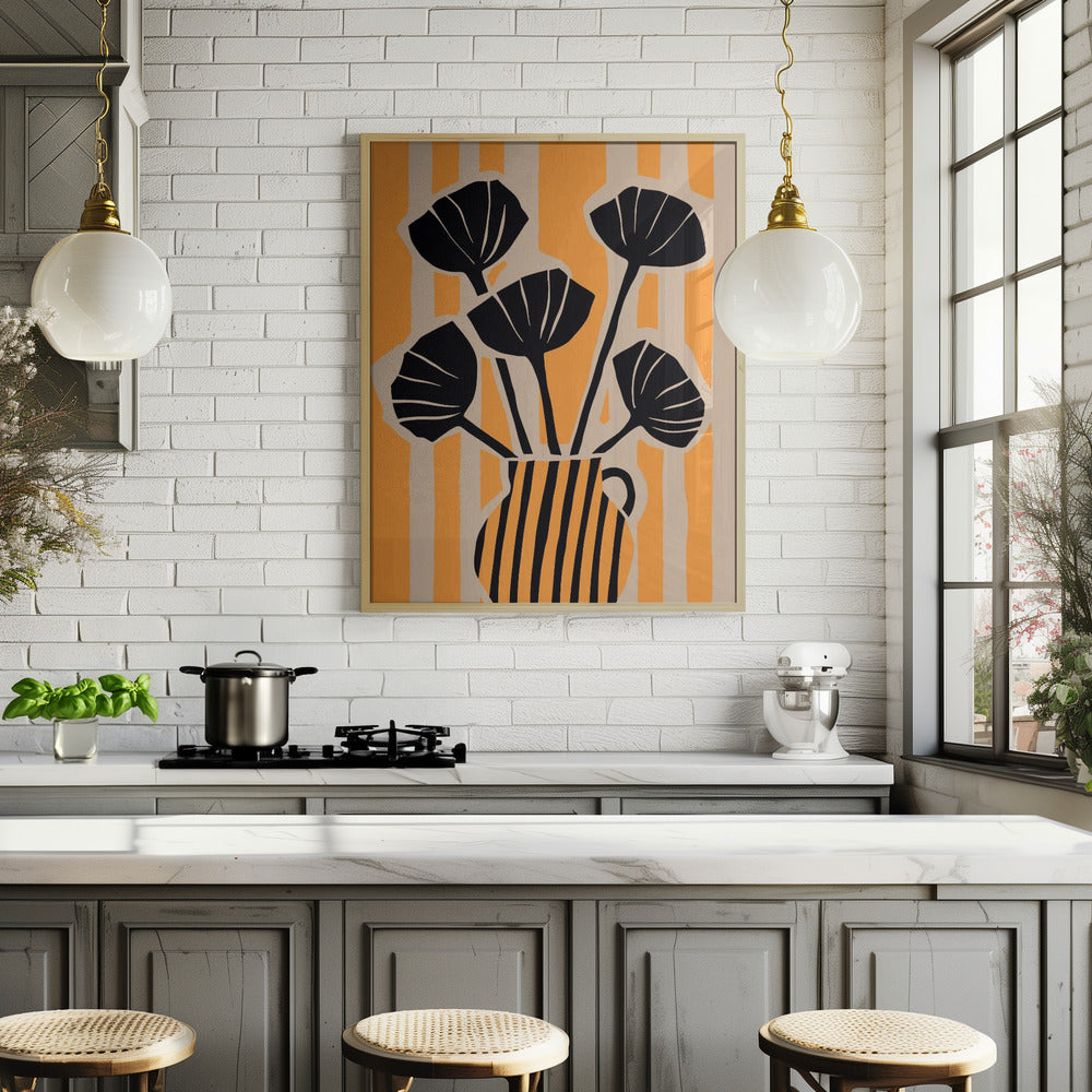 Striped Still Life Yellow Poster