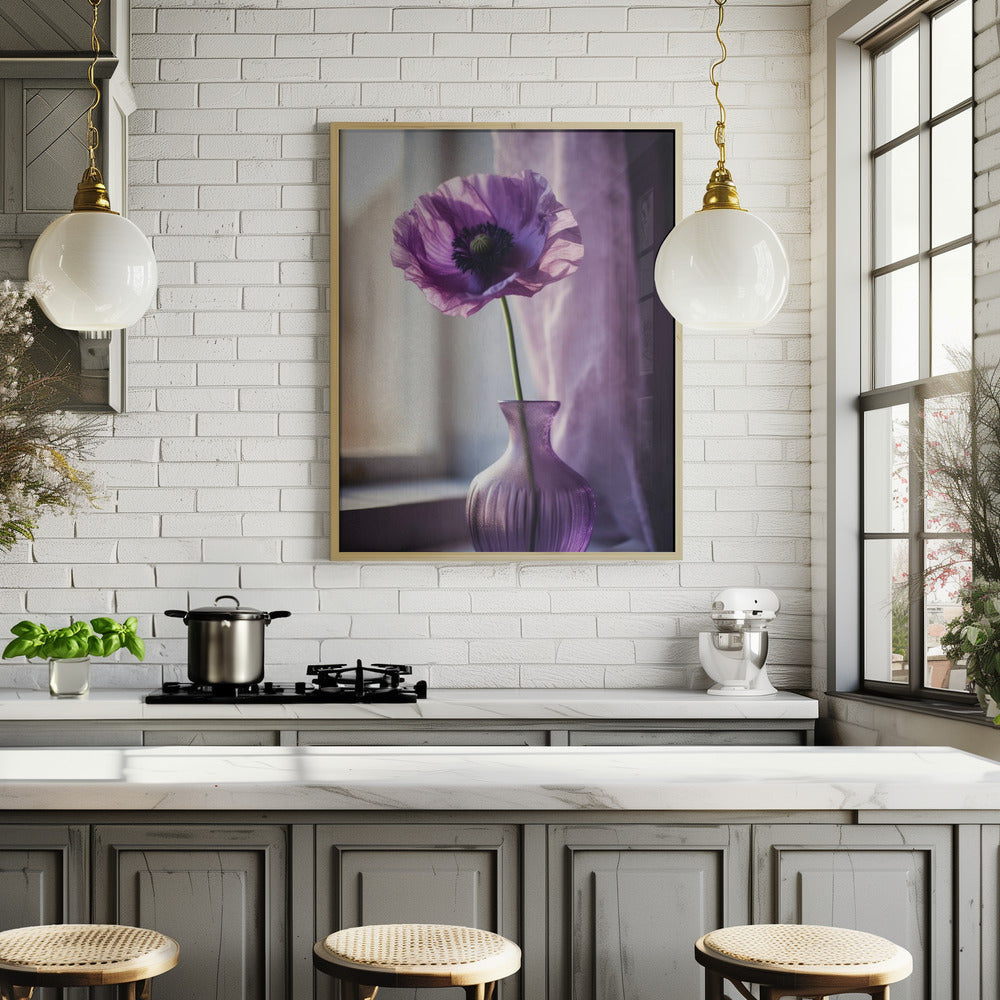 Purple Poppy In Vase Poster