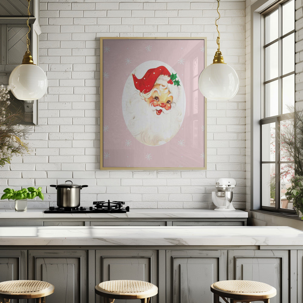 Pink Santa Claus Father Christmas Poster