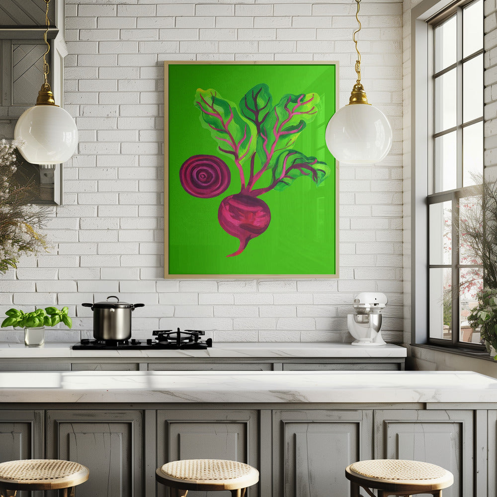 Beetroot Swirl Green Poster