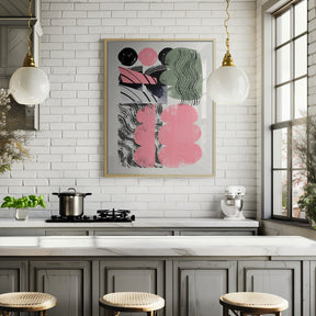 Abstract Shape Collage In Pink Poster